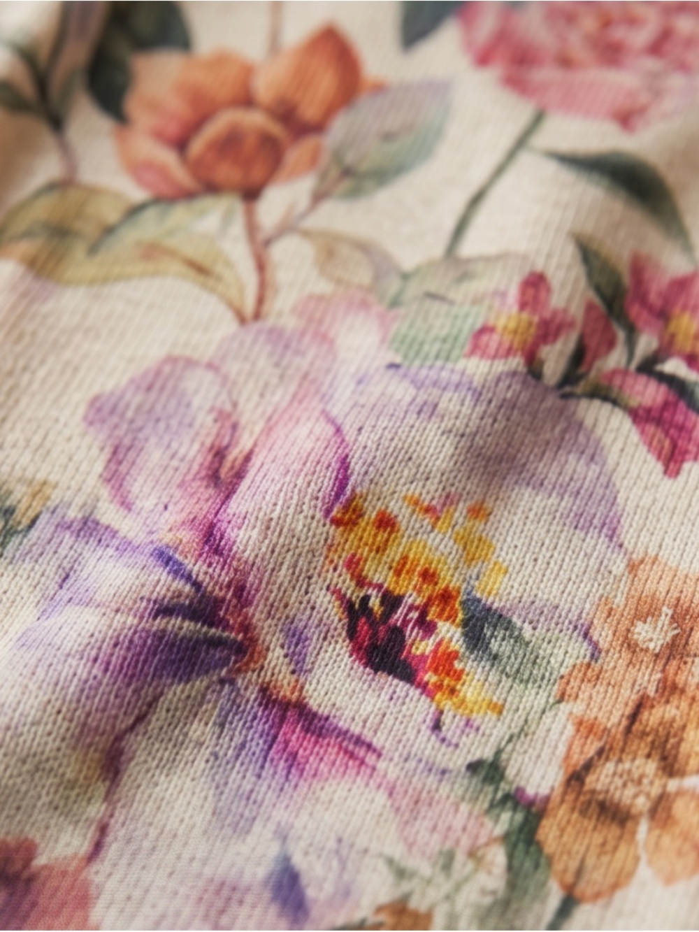 Floral Cream Open-Front Cardigan Sweater - Picture 3 of 11
